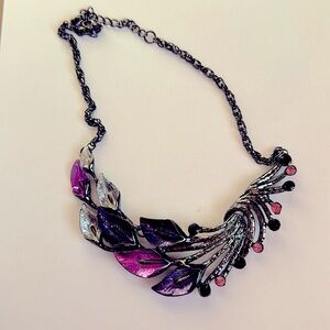 Dark silver purple pink black fashion necklace